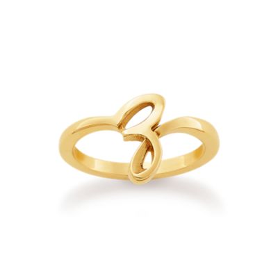 Script Initial Ring in 14K Yellow Gold