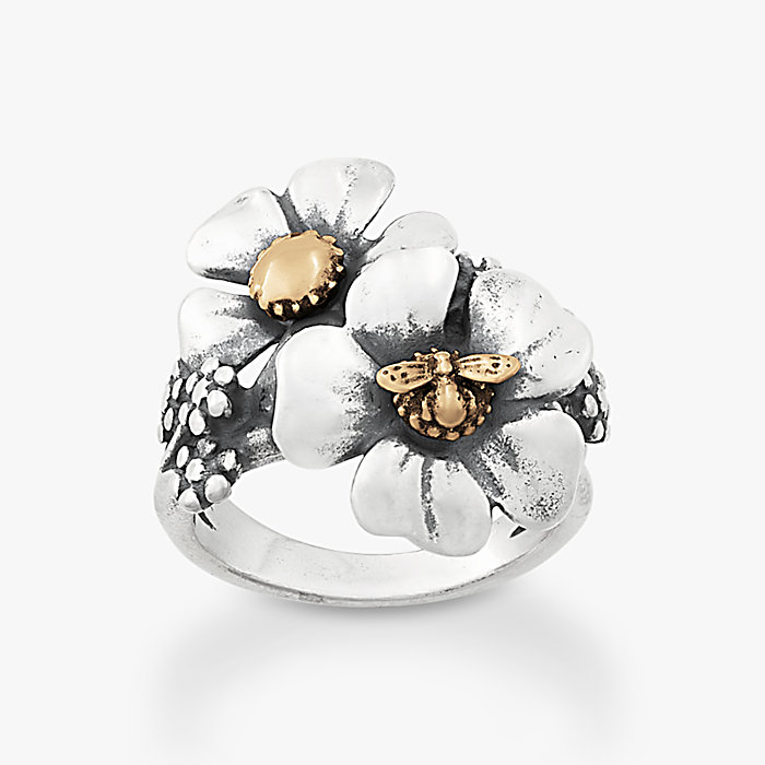 Blossoms and Bee Ring in Sterling Silver and Bronze | James Avery