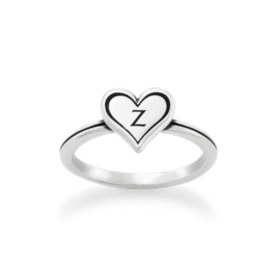 Delicate Heart Initial Ring