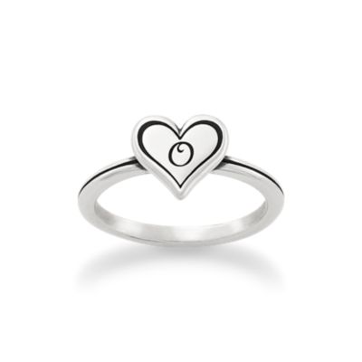Delicate Heart Initial Ring