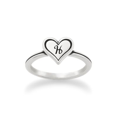 Delicate Heart Initial Ring