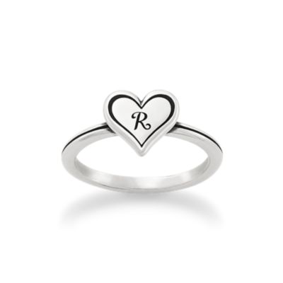 Delicate Heart Initial Ring