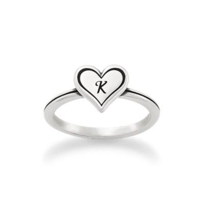 Delicate Heart Initial Ring
