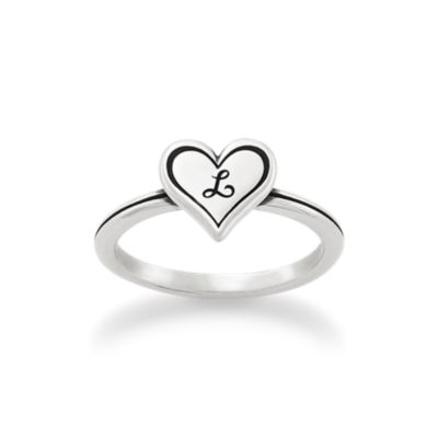 Delicate Heart Initial Ring