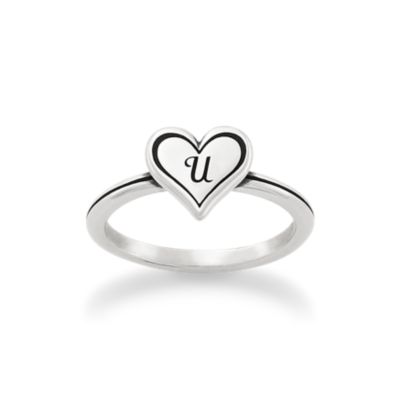 Delicate Heart Initial Ring