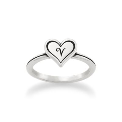 Delicate Heart Initial Ring