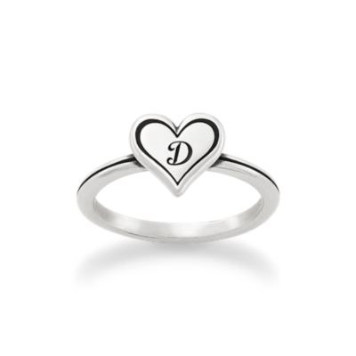 Delicate Heart Initial Ring