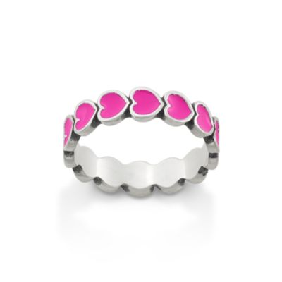 Enamel Connected Hearts Ring