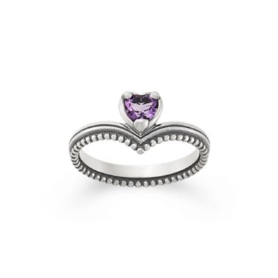 Beaded Chevron Heart Gemstone Ring