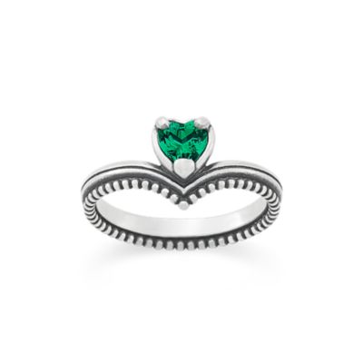 Beaded Chevron Heart Gemstone Ring