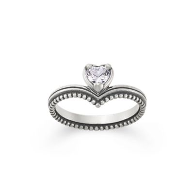 Beaded Chevron Heart Gemstone Ring