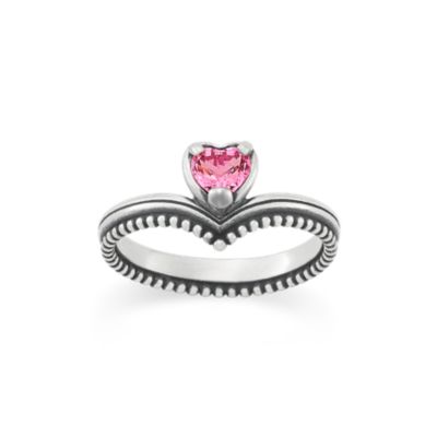 Beaded Chevron Heart Gemstone Ring