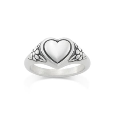 Floral Heart Signet Ring