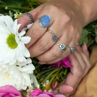 925 Silver Floral Bow Adjustable Silver Midi Band Toe Ring Set