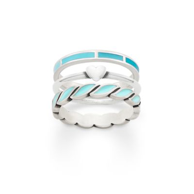 Mosaic, Heart and Twist Ring Stack
