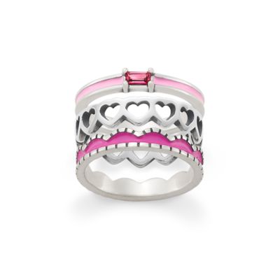 Gemstone, Heart and Scalloped Ring Stack