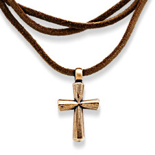 Rustic Bronze Cross Leather Necklace