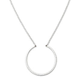 Hammered Circle Changeable Charm Holder Necklace