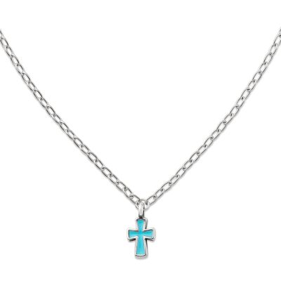 Petite Enamel Blue Cross Necklace James Avery