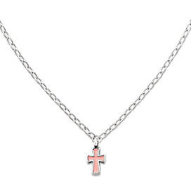 Petite Enamel Pink Cross Necklace