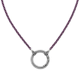 Enamel Purple Beaded Changeable Charm Holder Necklace