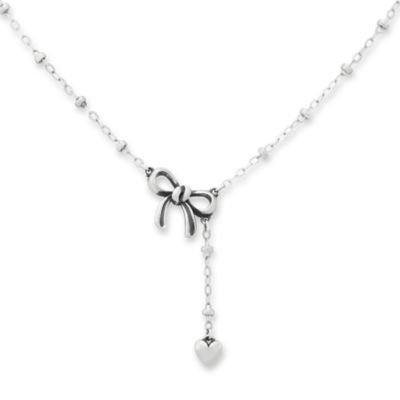 Delicate Bow and Heart Lariat Necklace thumbnail 6