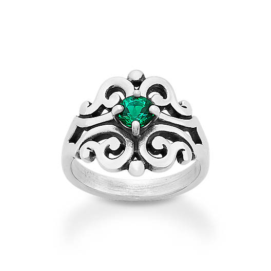 View Larger Image of Spanish Lace Ring with Lab-Created Emerald