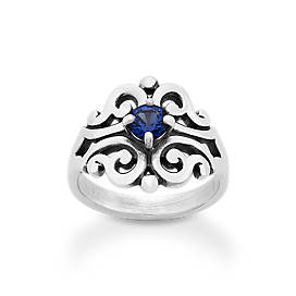 Spanish Lace Ring with Lab-Created Blue Sapphire