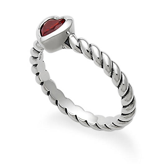 View Larger Image of Heart with Garnet Twisted Wire Ring