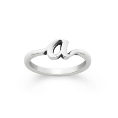 Sterling Silver Script Initial Ring