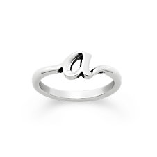 Sterling Silver Script Initial Ring