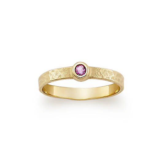 View Larger Image of Hammered Ring with Lab-Created Pink Sapphire