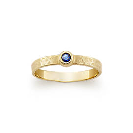 Hammered Ring with Lab-Created Blue Sapphire