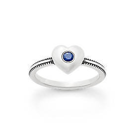 Keepsake Heart Ring with Lab-Created Blue Sapphire