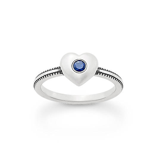 View Larger Image of Keepsake Heart Ring with Lab-Created Blue Sapphire