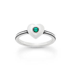 Keepsake Heart Ring with Lab-Created Emerald