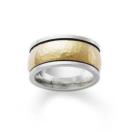 Hammered Classic Gold & Silver Band